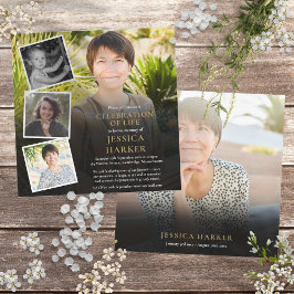 Modern Fotokollage Begravningsfirande av Livet Inbjudningar