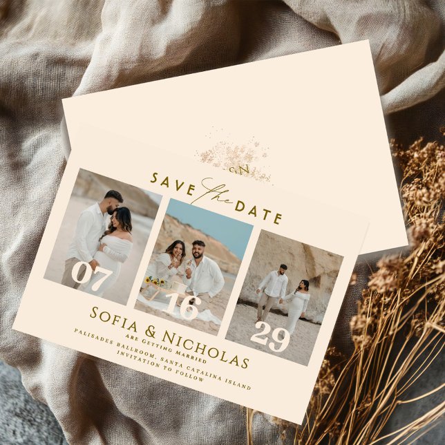 Modern Fotokollage Boho Bröllop Spara Datumet (Skapare uppladdad)