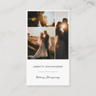 Modern fotokollage Bröllopsfotografering Script Visitkort