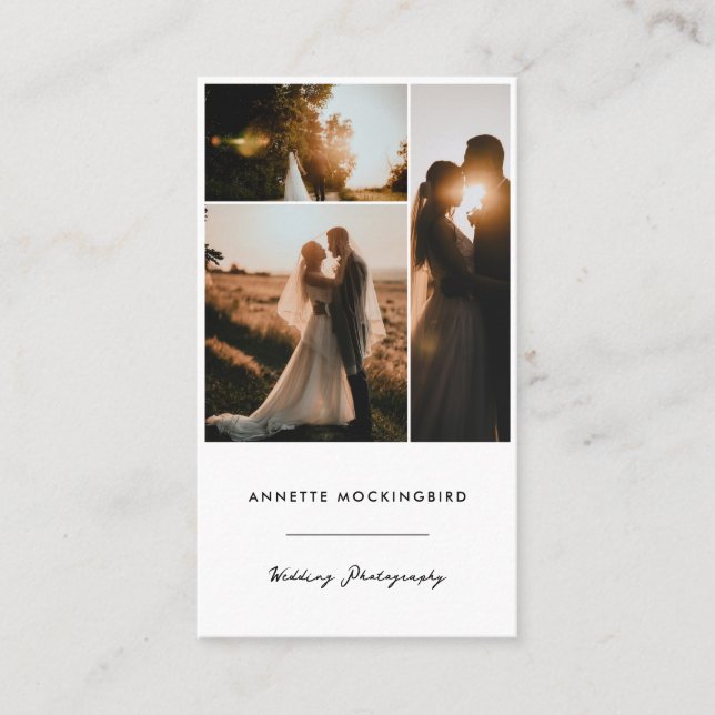 Modern fotokollage Bröllopsfotografering Script Visitkort (Framsida)