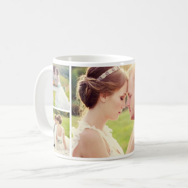Modern Fotokollage Bröllopsskick Kaffemugg (Framsida vänster)