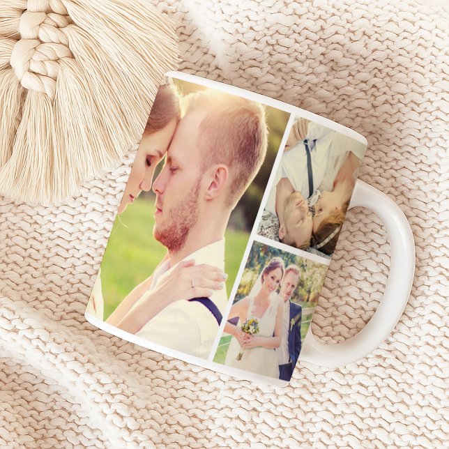 Modern Fotokollage Bröllopsskick Kaffemugg (Skapare uppladdad)