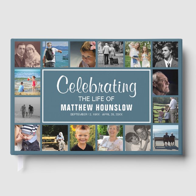 Modern fotokollage | Fira minnet av Gue Gästböcker (Framsida)