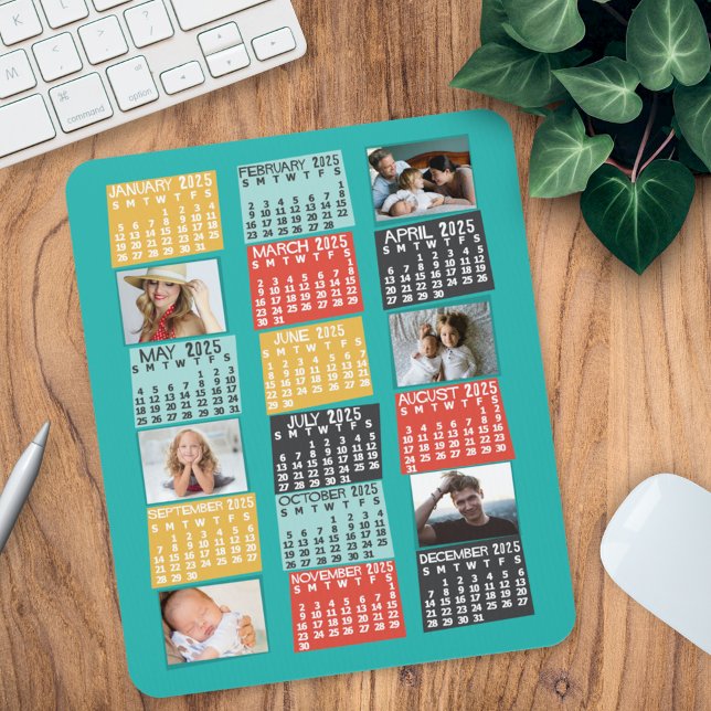 Modern fotokollage för 2025 års månadskalender musmatta (Skapare uppladdad)