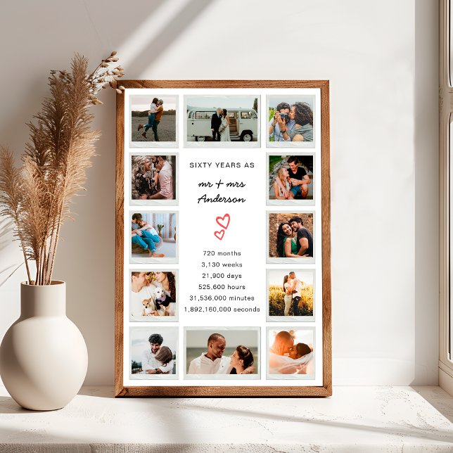 Modern fotokollage för 60-årsdagen Anpassningsbar Poster (Skapare uppladdad)