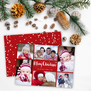 Modern fotokollage för god jul-penselskript julkort