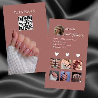 Modern fotokollage för nageltekniker QR-kod Visitkort