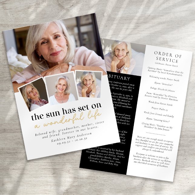 Modern fotokollage Funeral Order of Service Program (Skapare uppladdad)