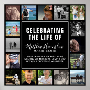 Modern fotokollage Funeral Sympathy Poster