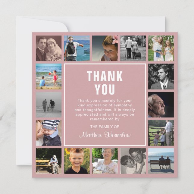 Modern fotokollage Funeral Sympathy Tack Kort (Framsida)