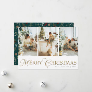 Modern fotokollage grön God Jul Julkort