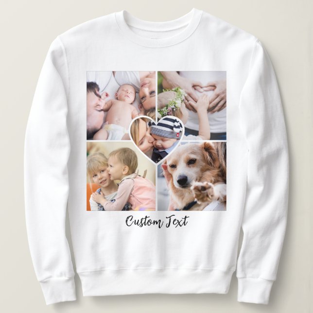 Modern fotokollage Heart med Anpassningsbar text T Shirt (Design framsida)
