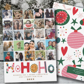 Modern fotokollage Ho Ho Ho-julkort Julkort