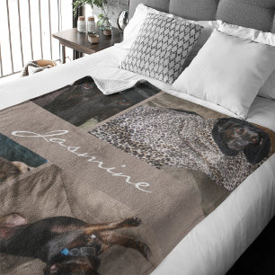 Modern fotokollage Hund Taupe Fleecefilt