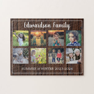 Modern fotokollage i familjen med monogrammet 8 fo pussel