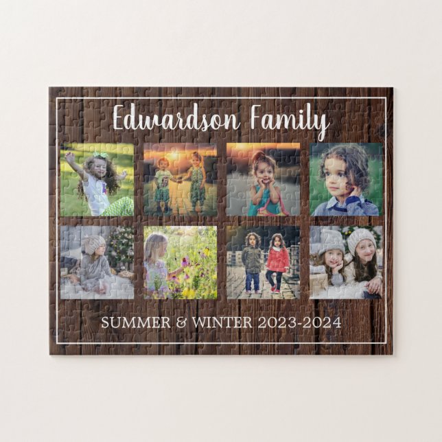 Modern fotokollage i familjen med monogrammet 8 fo pussel (Horisontell)