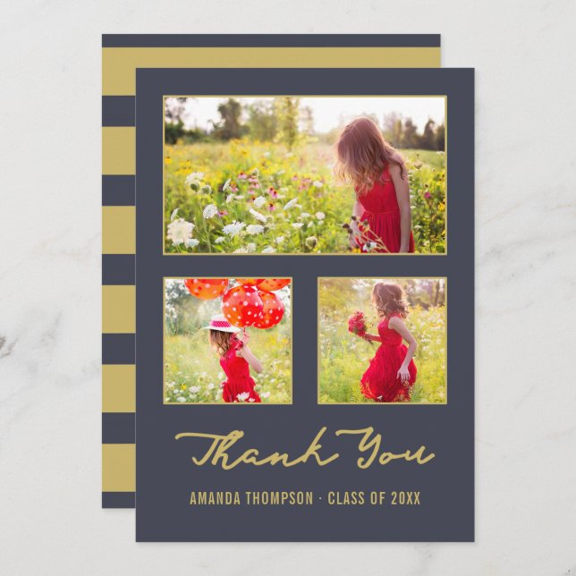 Modern fotokollage i Student tackar dig Announceme Meddelande (Fram/baksida)