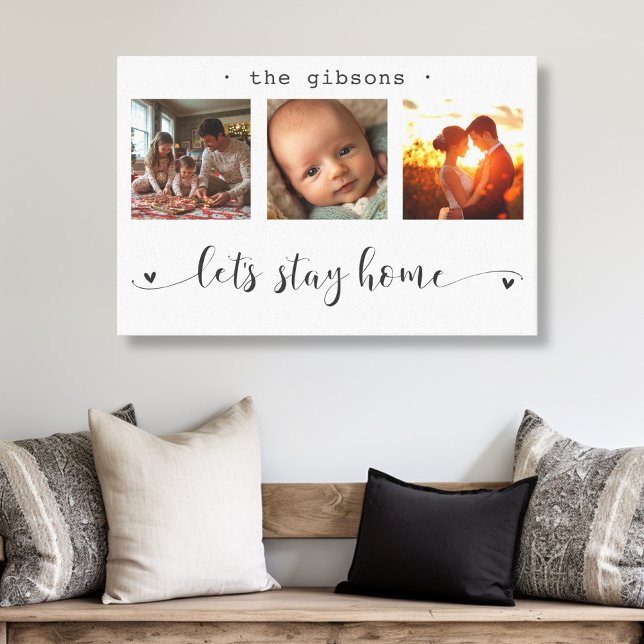 Modern fotokollage Låt oss dig hemma Canvastryck (Modern Photo Collage Let's Stay Home Canvas Print)