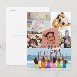Modern fotokollage Lycklig-försenat födelsedagskor Helg Vykort