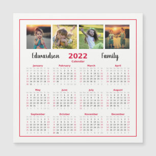 Modern fotokollage magnetisk kalender för familjen