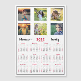 Modern fotokollage magnetisk kalender för familjen