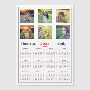 Modern fotokollage magnetisk kalender för familjen