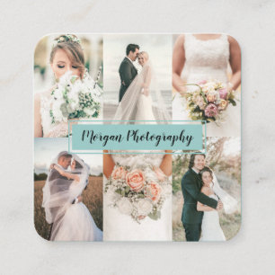 Modern fotokollage med lätt teal fotograf - slätt fyrkantigt visitkort
