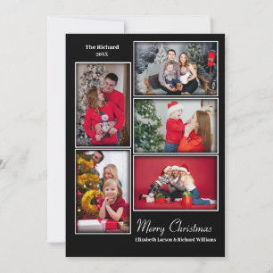 Modern fotokollage Minimal svart jul Julkort