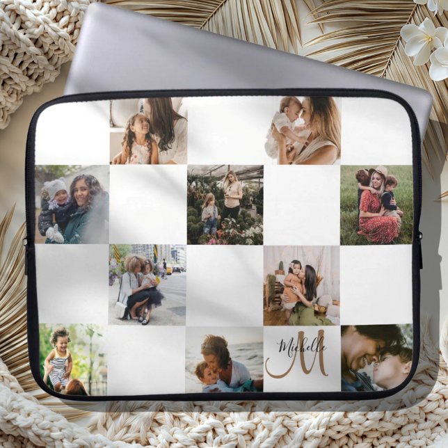 Modern fotokollage & monogram  laptop fodral (Skapare uppladdad)