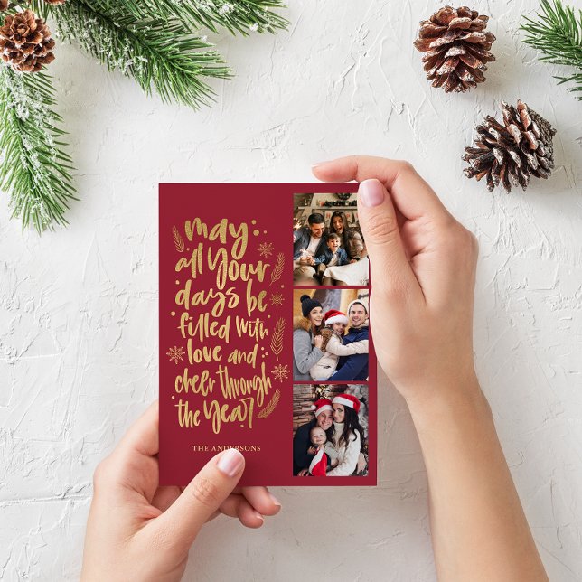 Modern fotokollage Nyårsscript  Julkort (Skapare uppladdad)