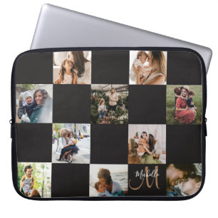 Modern fotokollage och monogram laptopsleeve laptop fodral