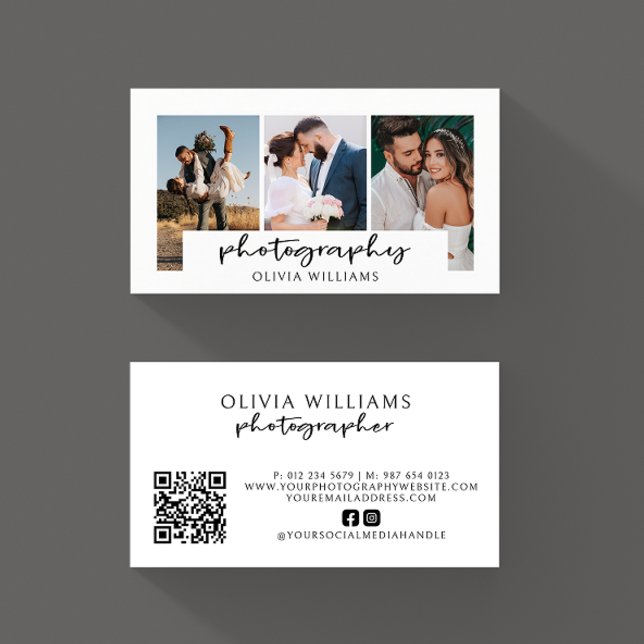Modern fotokollage QR-kod Visitkort (Skapare uppladdad)