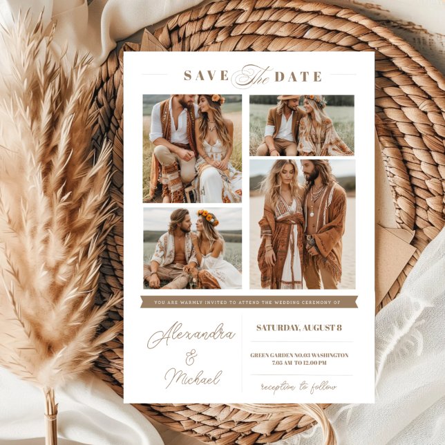 Modern fotokollage Spara datum Inbjudningar (Skapare uppladdad)