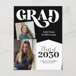Modern fotokollage typografi svart studenten meddelande vykort
