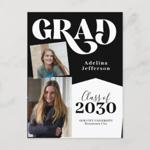 Modern fotokollage typografi svart studenten meddelande vykort