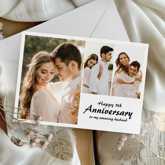 Modern fotokort för bröllop-årsdagen (Capture cherished memories and express heartfelt love in one beautifully crafted card.)