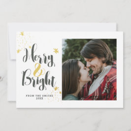 Modern fotokort för Merry & Bright Guld Julkort