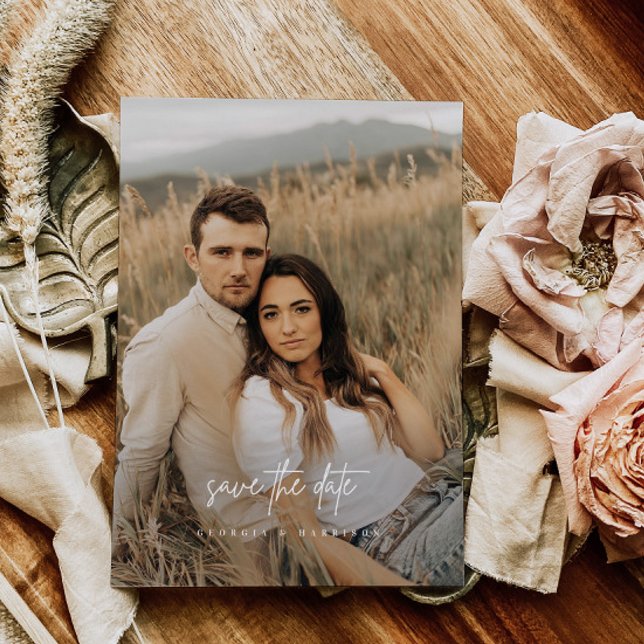 Modern fotokortinbjudan till Bröllop spara datum Spara Datumet (Skapare uppladdad)