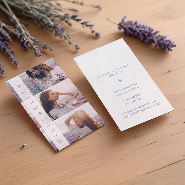Modern fotolayout för Trendiget Feminine Många Visitkort (Modern Trendy Feminine Multiple Photo Layout Business Card)