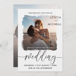 Modern fotomall för svartvitt Bröllop Inbjudningar