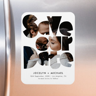 Modern Fotomall Spara Datum Bröllop Magnet