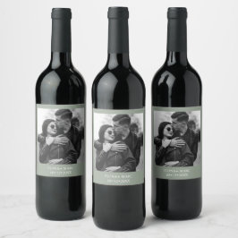 Modern fotomärkning av bröllop vin vinflaska etikett
