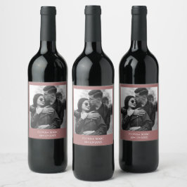 Modern fotomärkning av bröllop vin vinflaska etikett