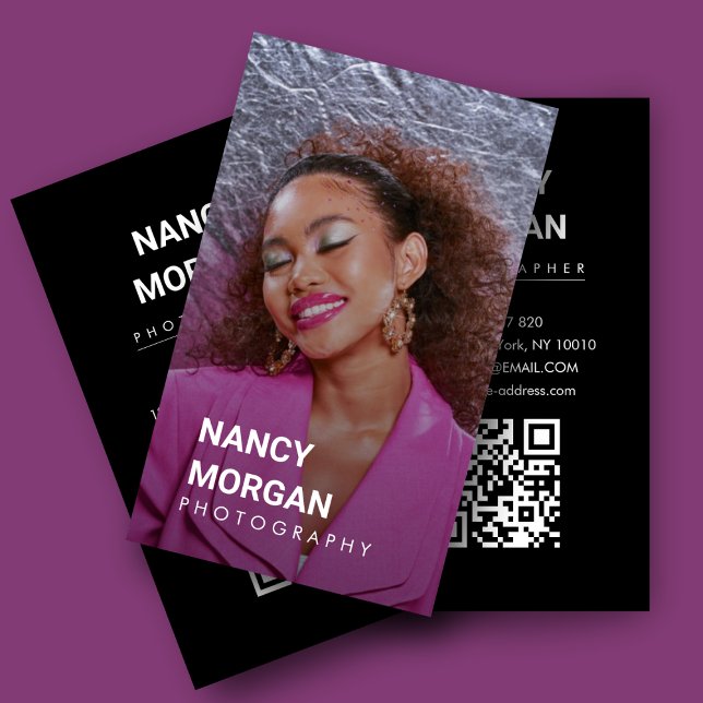 Modern fotominialistisk QR-kod för foto Visitkort (Skapare uppladdad)