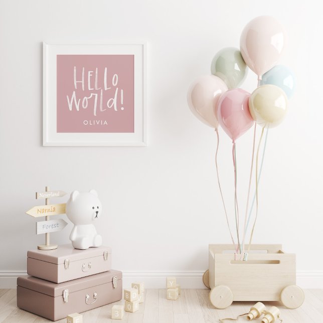 Modern fotomonogramfamilj, giftig rosa och vit poster (Skapare uppladdad)