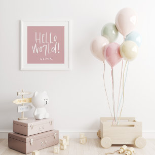 Modern fotomonogramfamilj, giftig rosa och vit poster
