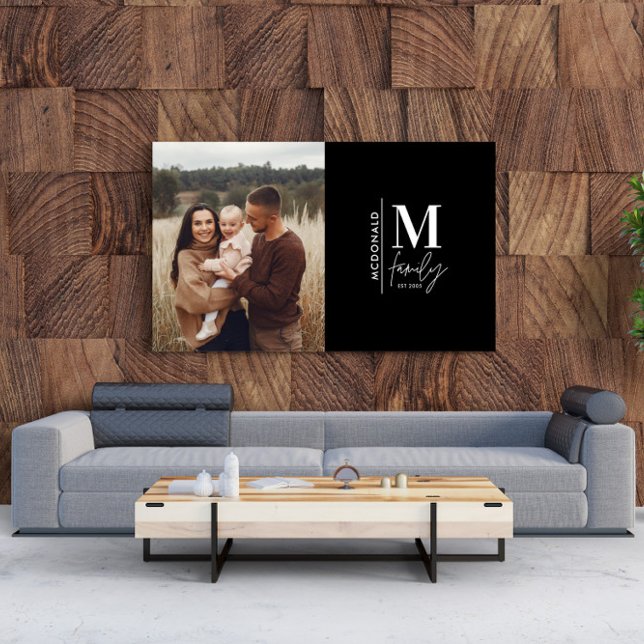 Modern fotomonogramfamilj svart och vitt poster (Skapare uppladdad)