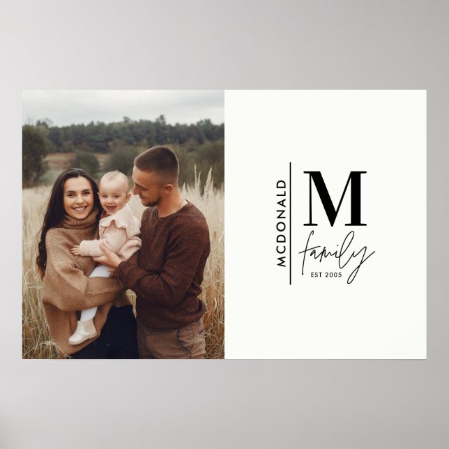Modern fotomonogramfamilj svart och vitt poster (Framsidan)