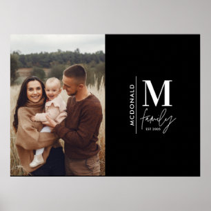 Modern fotomonogramfamilj svart och vitt poster