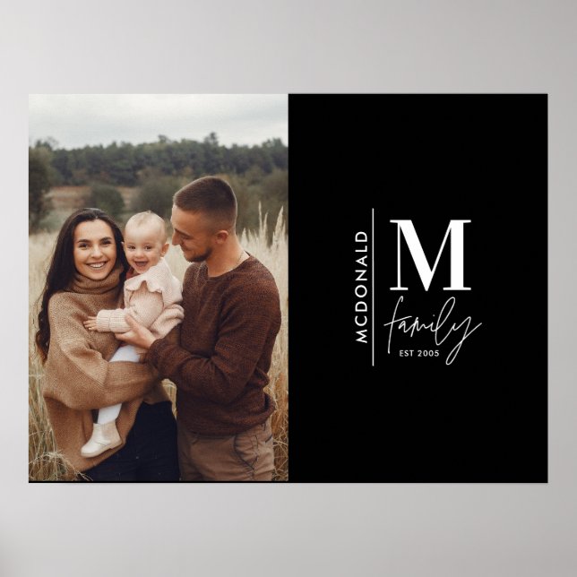 Modern fotomonogramfamilj svart och vitt poster (Framsidan)